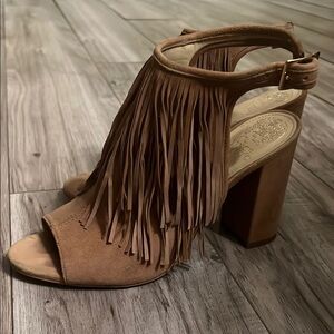 Vince Camuto Tan Fringe Heels